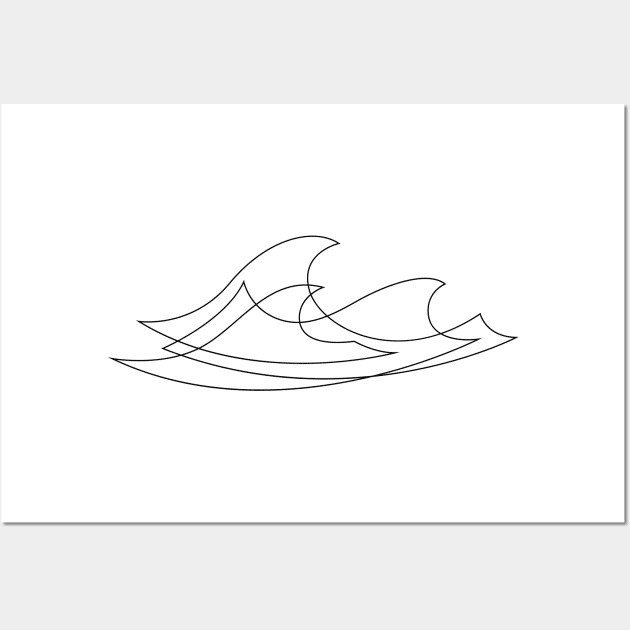 Sea Waves - One line art - W3 Wall Art by addillum